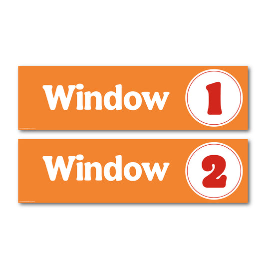 Window Signs 1 & 2 Set - Orange and Red