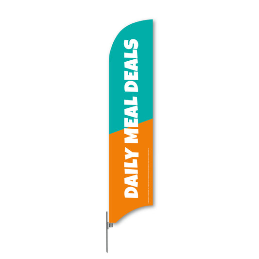 Swooper flag with 'DAILY MEAL DEALS' text on a white background