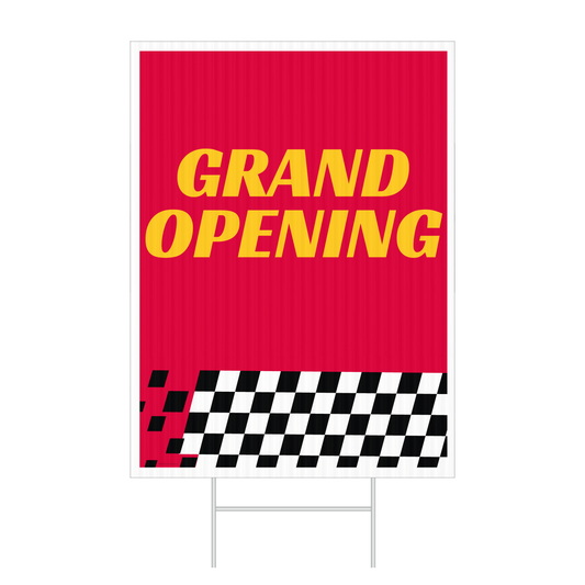 Grand Opening - XL Lawn Sign Red & Yellow - 24 in. x 36 in.