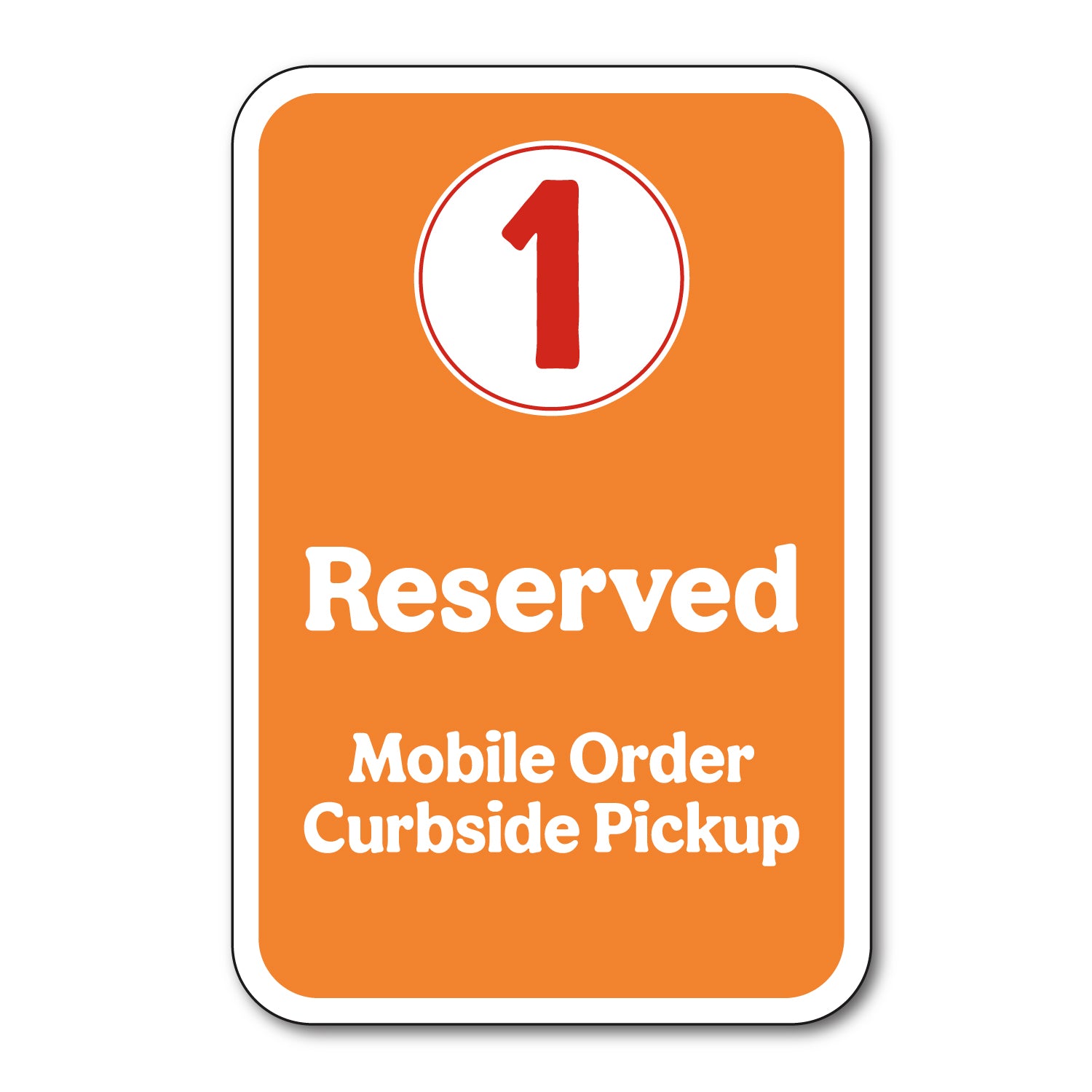 orange mobile order pick up parking sign 1 white background