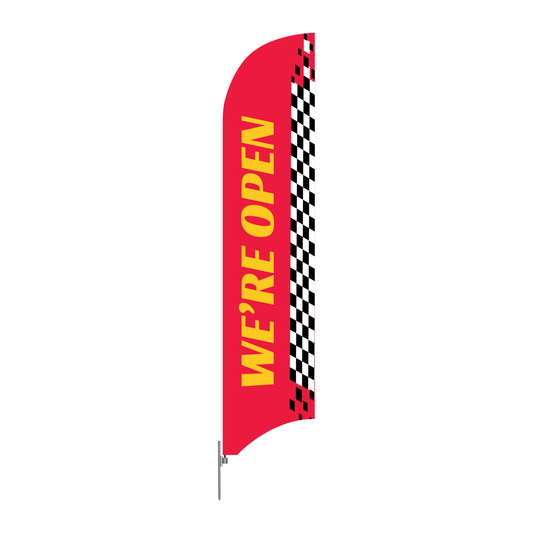 We're Open - Blade Flag Red & Yellow - 13 Ft.