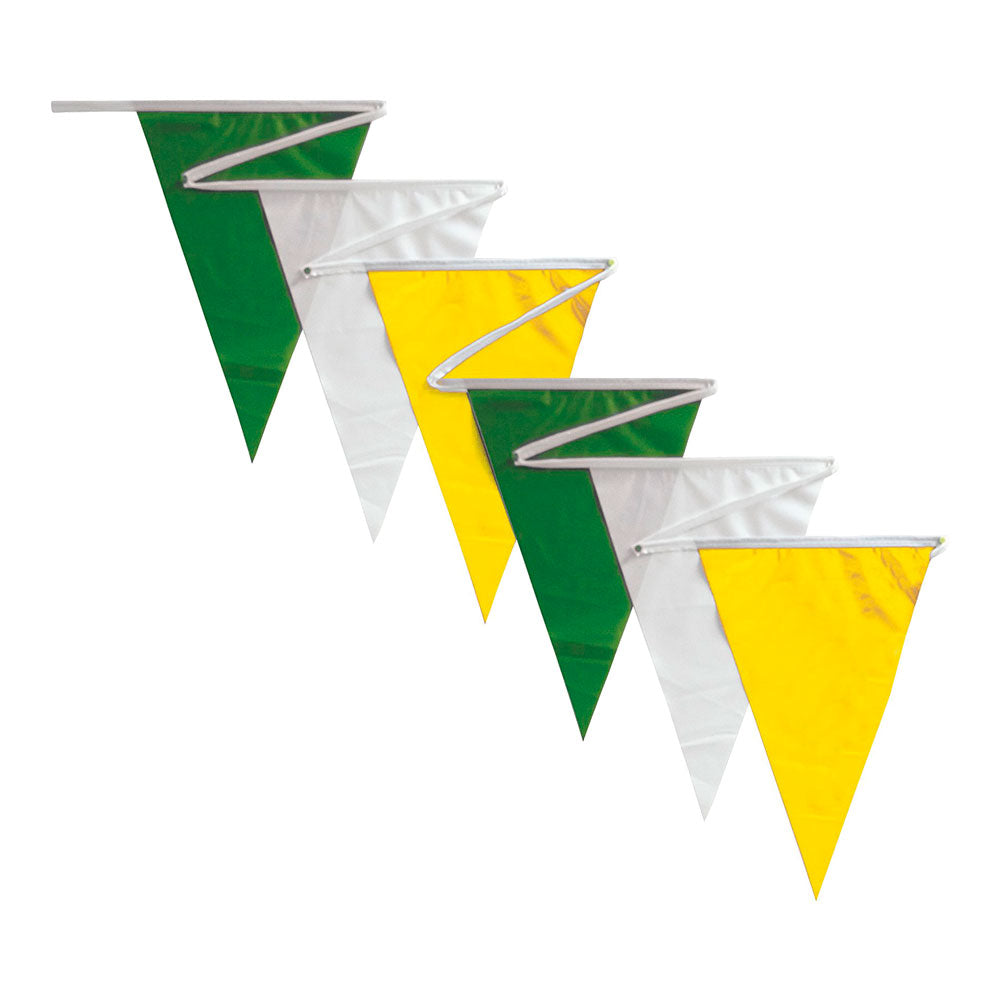 Pennants (Normal Duty) - Green, Yellow & White  100 Ft.