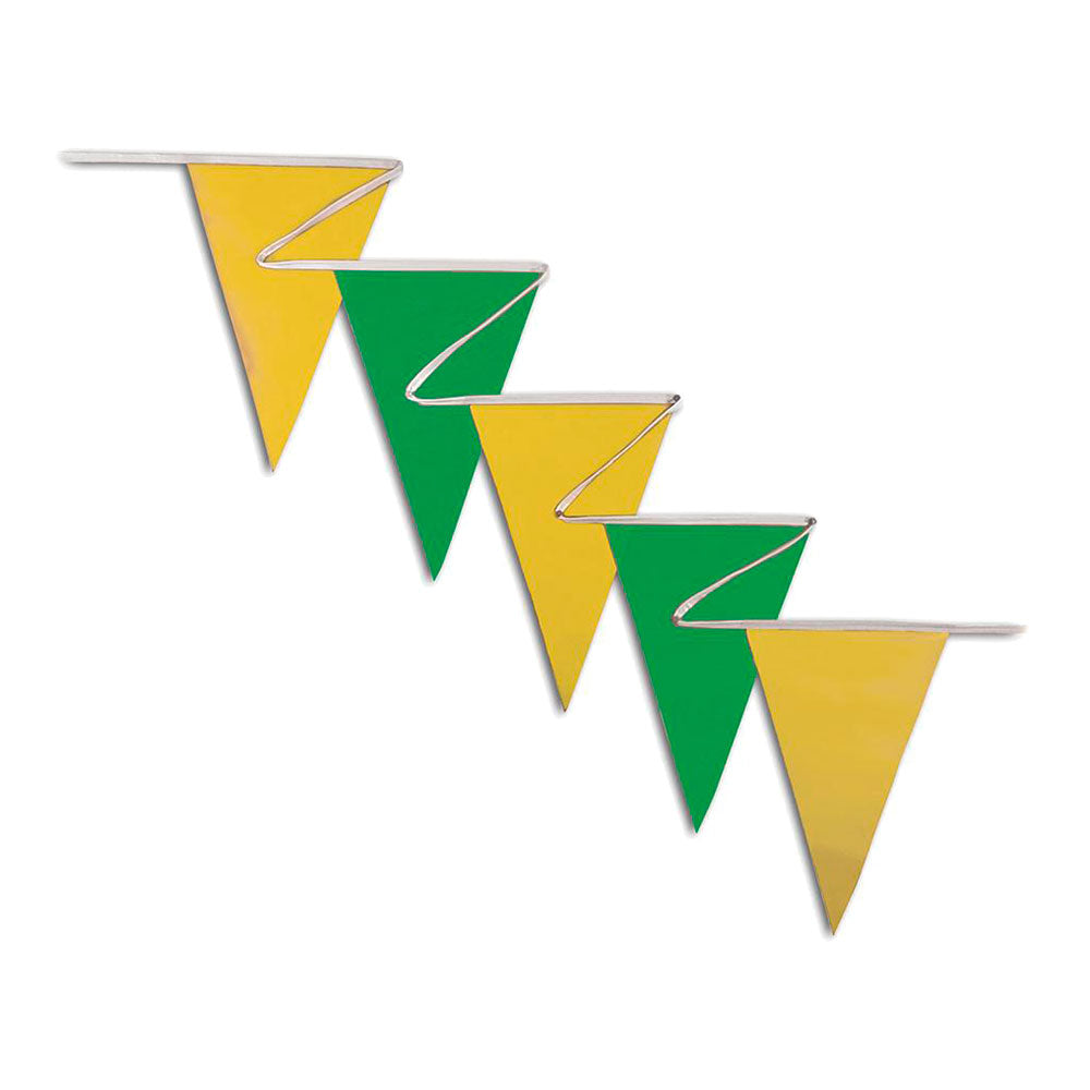 Pennants (Normal Duty) - Green & Yellow  100 Ft.