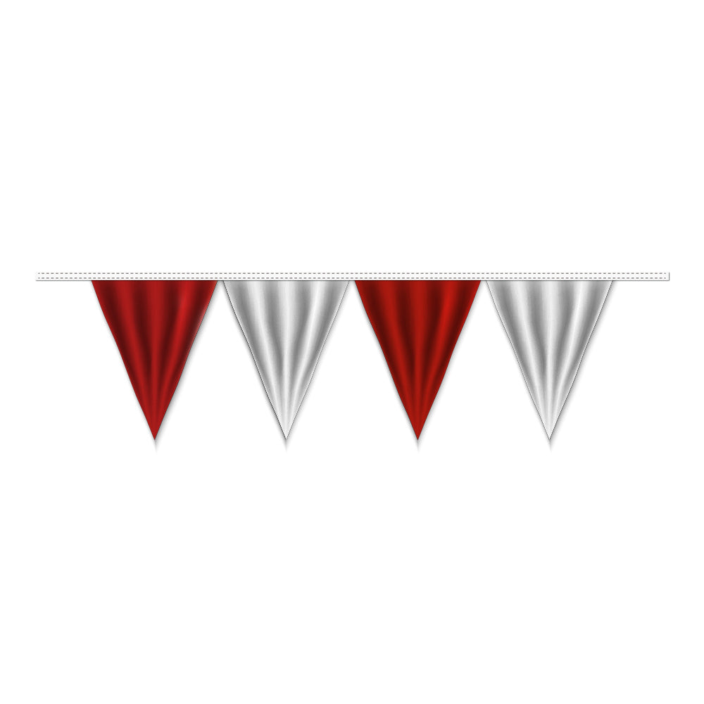Pennants (Normal Duty) - Red & White  100 Ft.