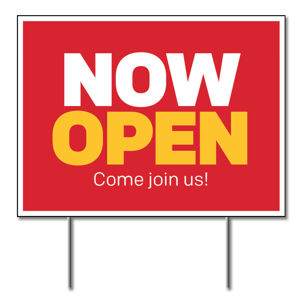 Now Open - Lawn Sign - 24 In. X 18 In. - OperationalSignage.com