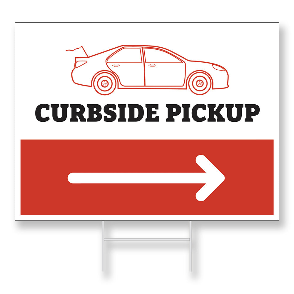 Curbside Pickup - Right Arrow - Lawn Sign - 24 In. X 18 In.