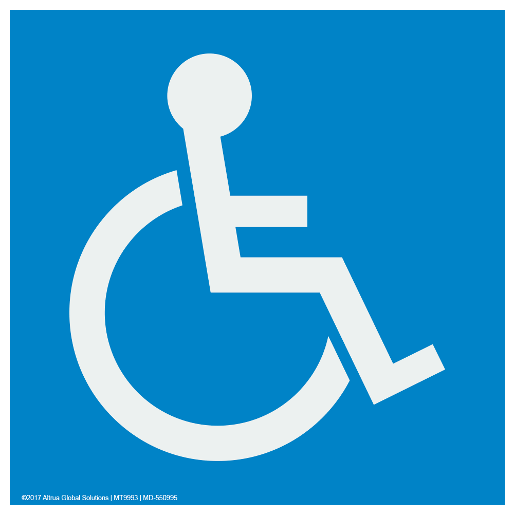 Handicap Wheelchair Icon - Printed Decal - 6 In. X 6 In.