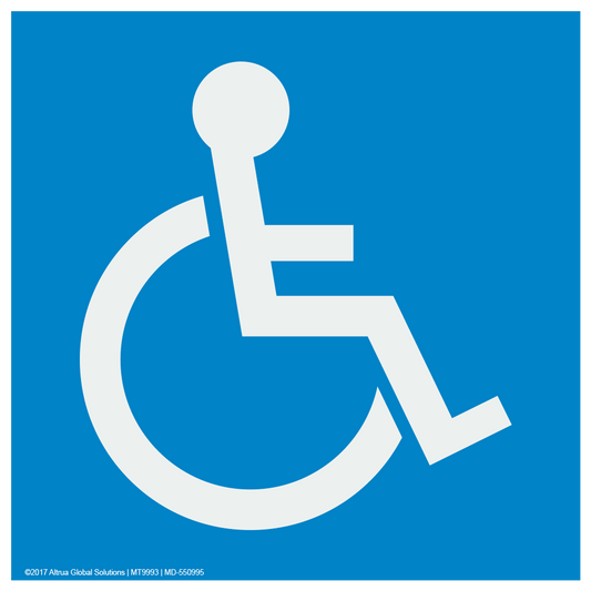 Handicap Wheelchair Icon - Printed Decal - 6 In. X 6 In.