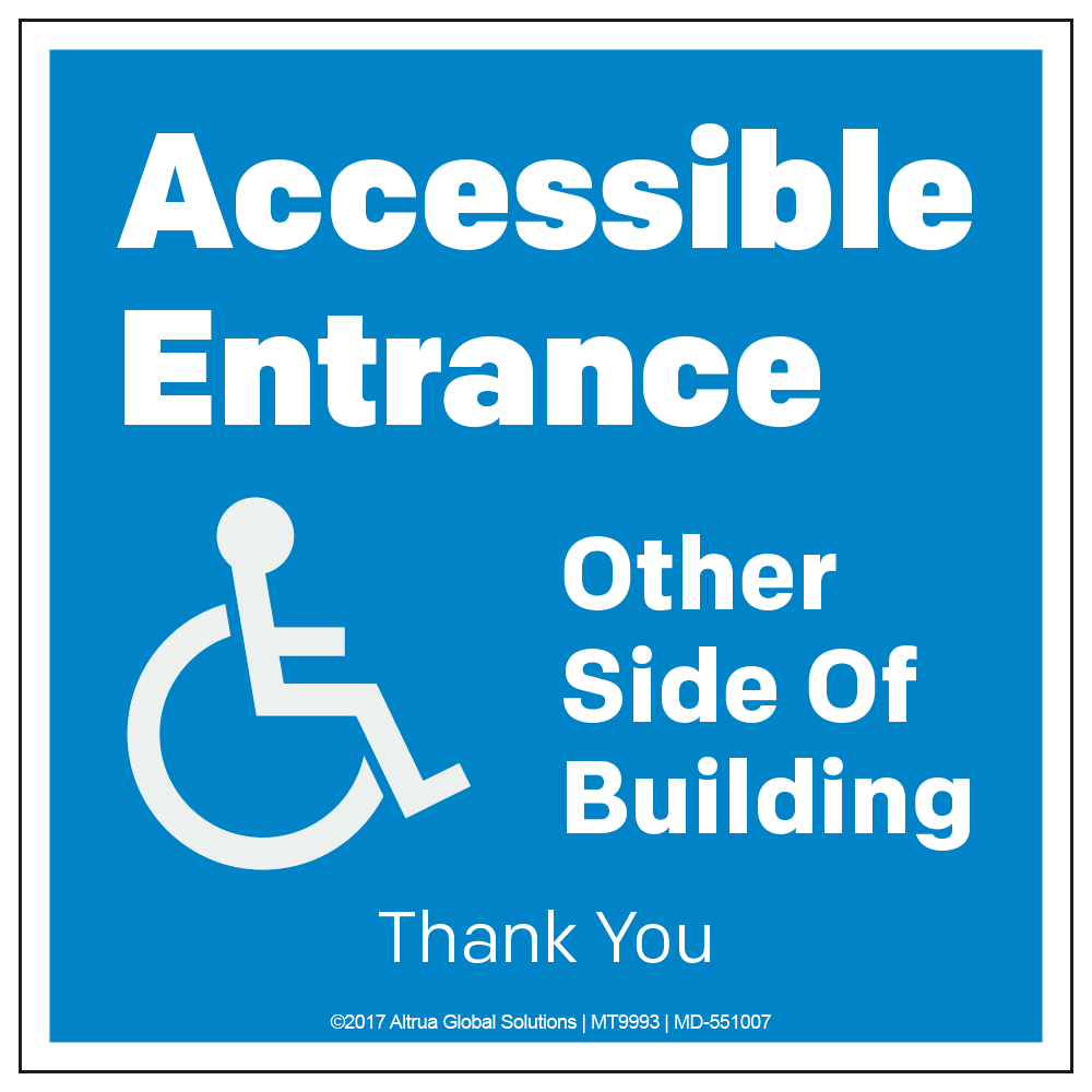 Accessible Entrance, Handicap - Decal - 4.5 In. X 4.5 In.
