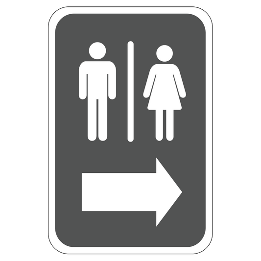 Mens And Womens Restroom Right - Sign   12 In. X 18 In.
