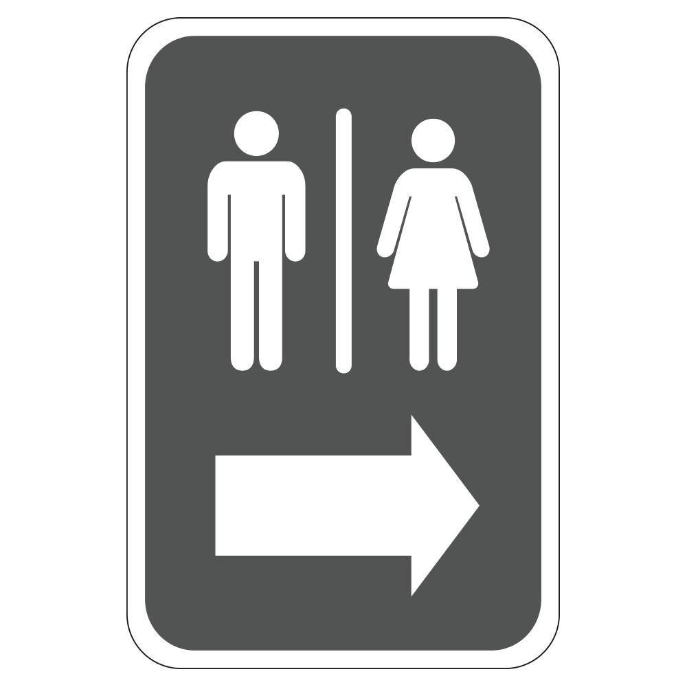 Mens And Womens Restroom Right - Sign   12 In. X 18 In.