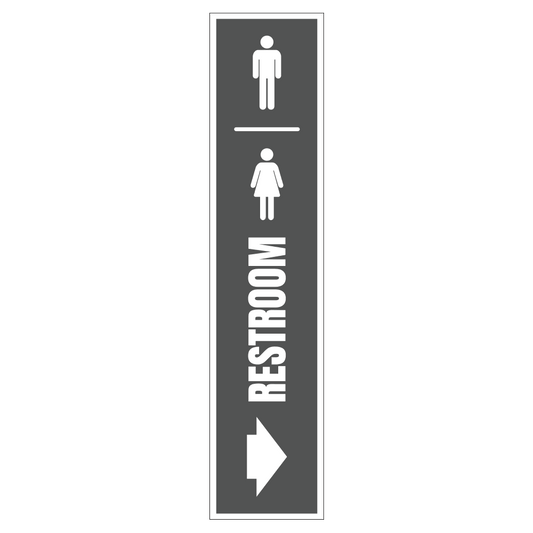 Men And Womens Restroom Right - Sign   8 In. X 36 In.