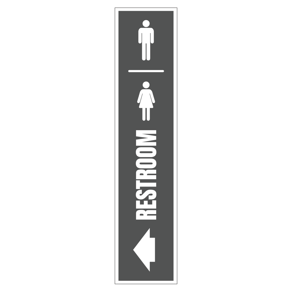 Men And Women'S Restroom Left Sign   8 In. X 36 In.