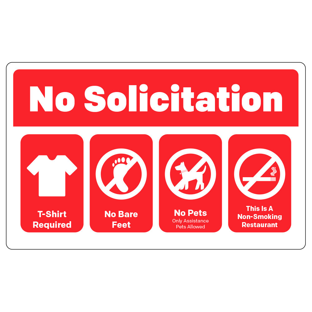 No Solicitation / Rules - Operational Decal - 8 In. X 5 In.