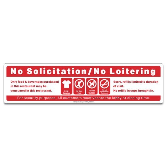 No Solicitation / Rules - Operational Decal   16 In. X 4 In.
