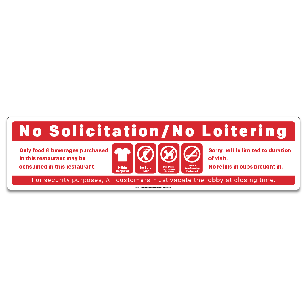No Solicitation / Rules - Operational Decal   16 In. X 4 In.