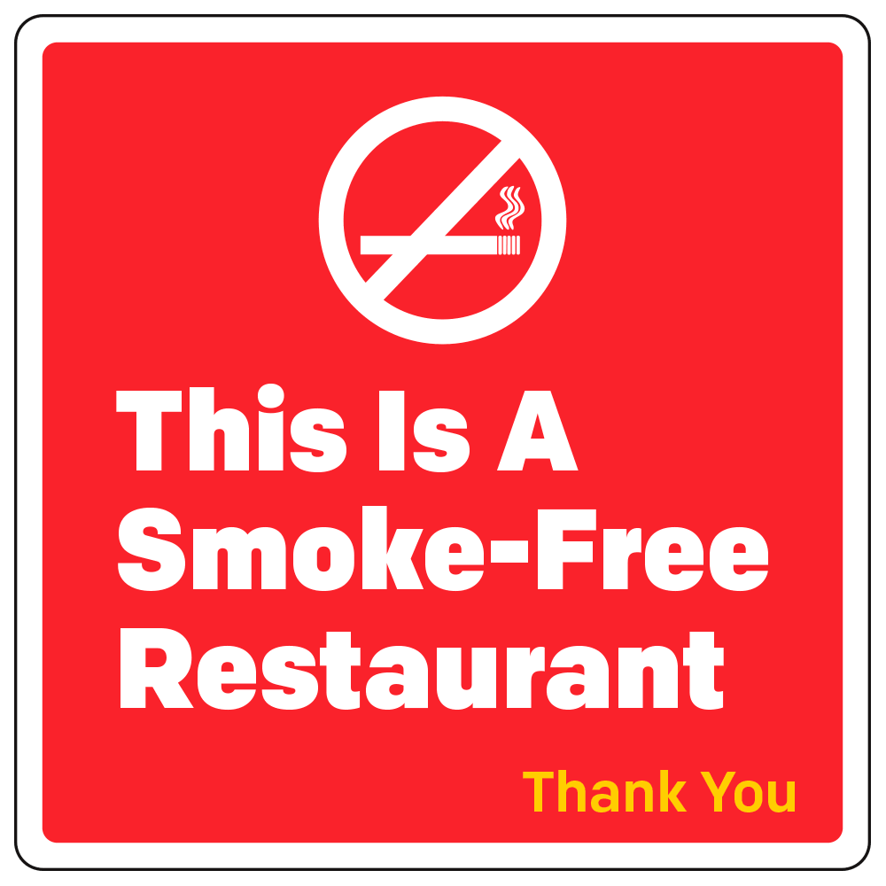 Smoke-Free Restaurant - Operational Decal   4 In. X 4 In.