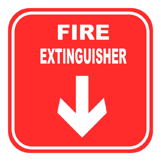 Fire Extinguisher Down Arrow - Sign - 10 In. X 10 In.