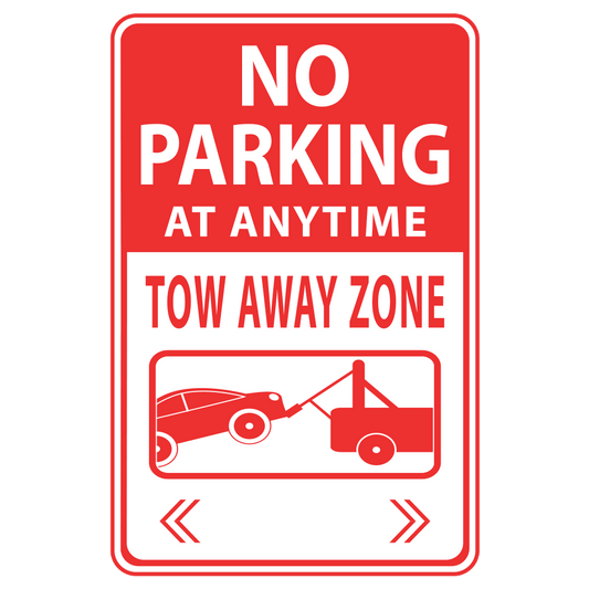 No Parking Anytime Tow Away Zone - Sign   12 In. X 18 In.