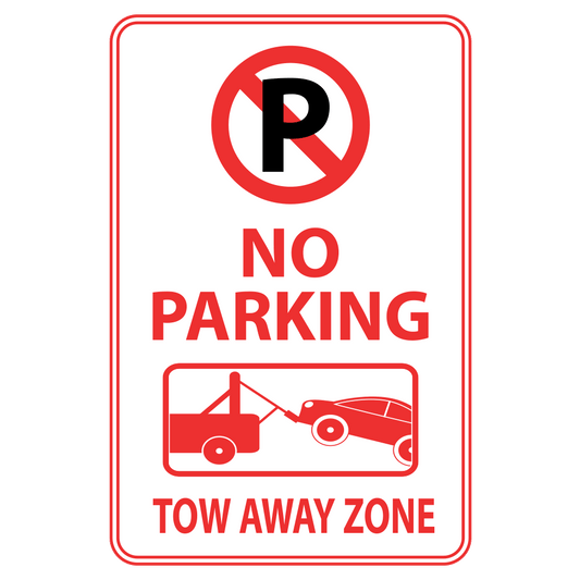 No Parking Anytime Tow Away Zone (Logos) - Sign   12 In. X 18 In.