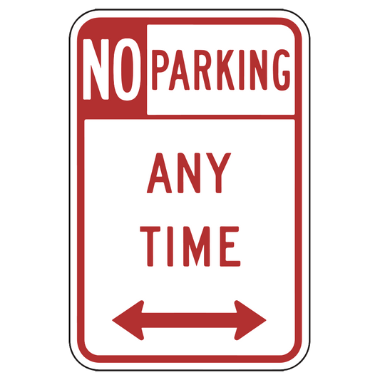 No Parking Anytime With Arrows - Sign   12 In. X 18 In.