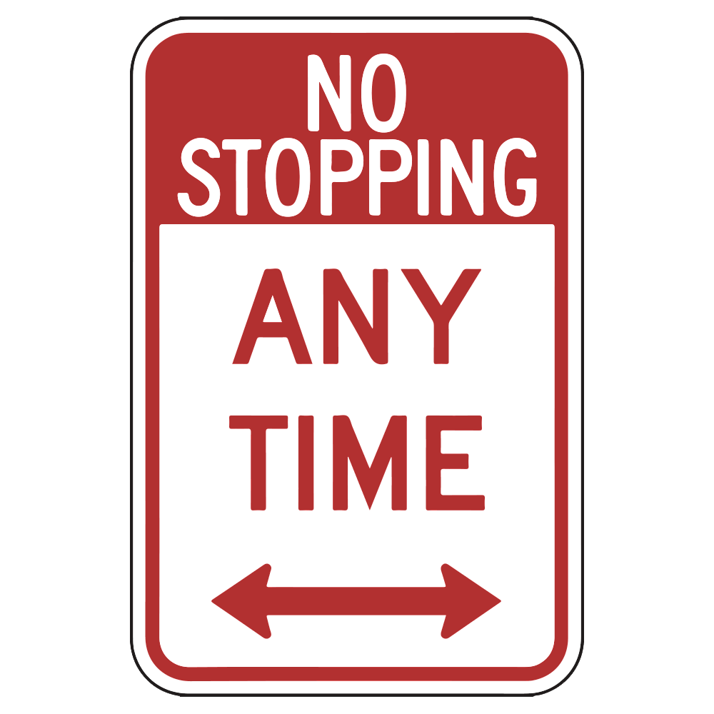 No Stopping Anytime Sign