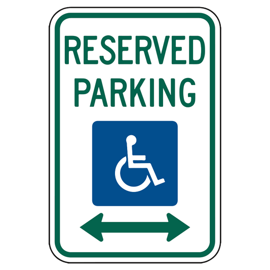 Reserved Parking Sign (Handicap Left And Right Arrows) - Sign   12 In. X 18 In.