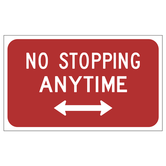 No Stopping Anytime Left And Right Arrows - Sign   20 In. X 12 In.