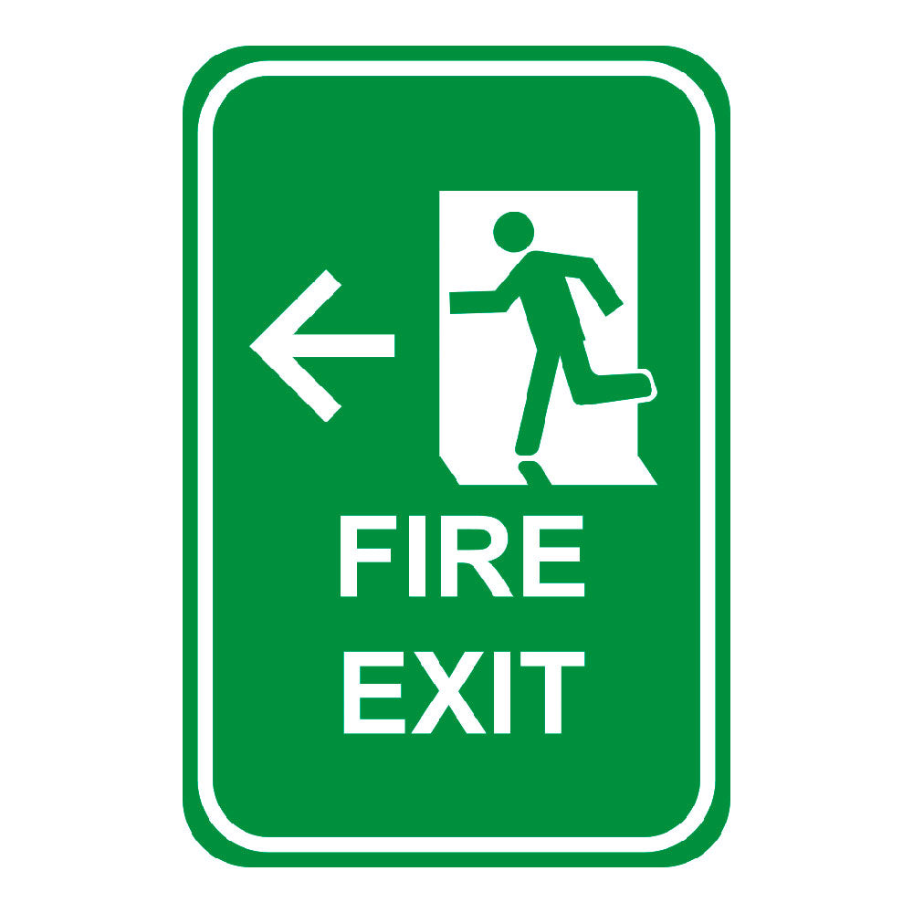 Fire Exit Left Arrow - Sign - 12 In. X 18 In.