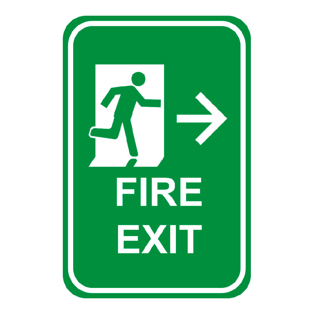 Fire Exit Right Arrow - Sign - 12 In. X 18 In.