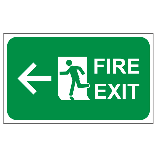 Fire Exit Left Arrow - Sign - 20 In. X 12 In.