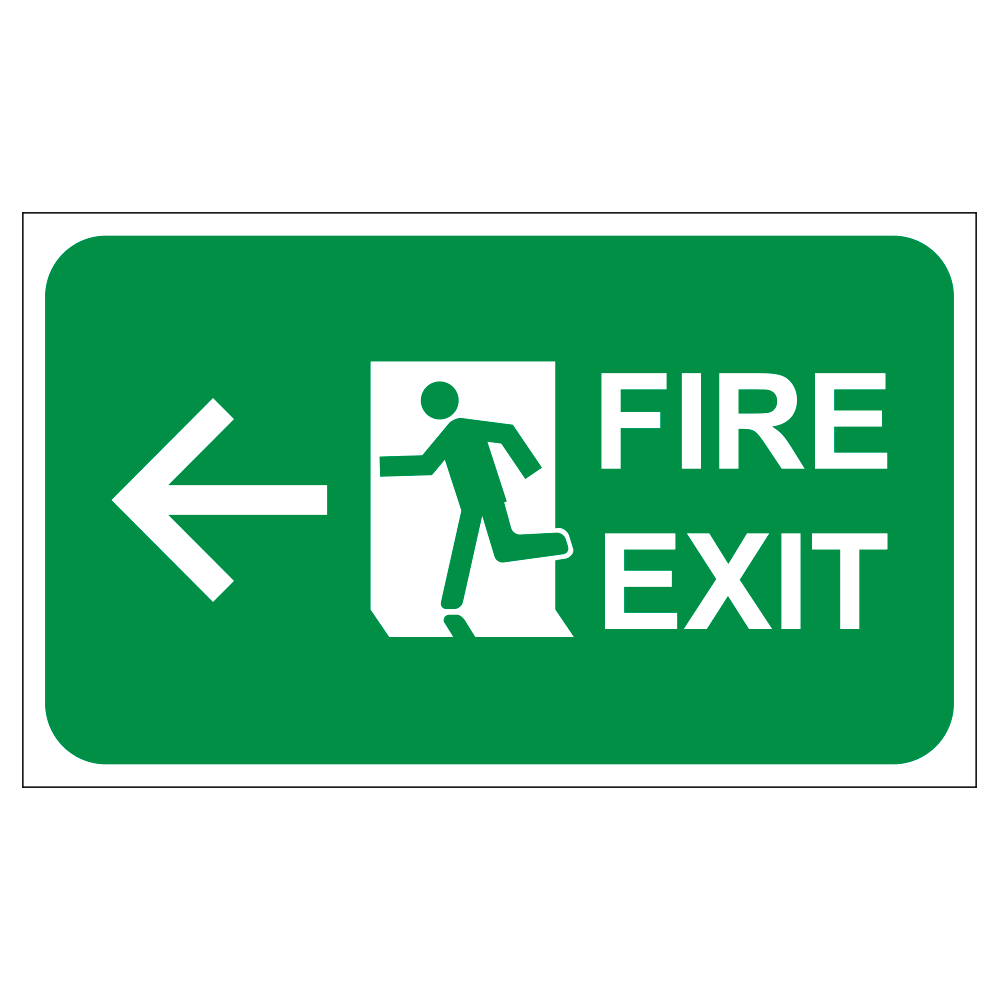 Fire Exit Left Arrow - Sign - 20 In. X 12 In.