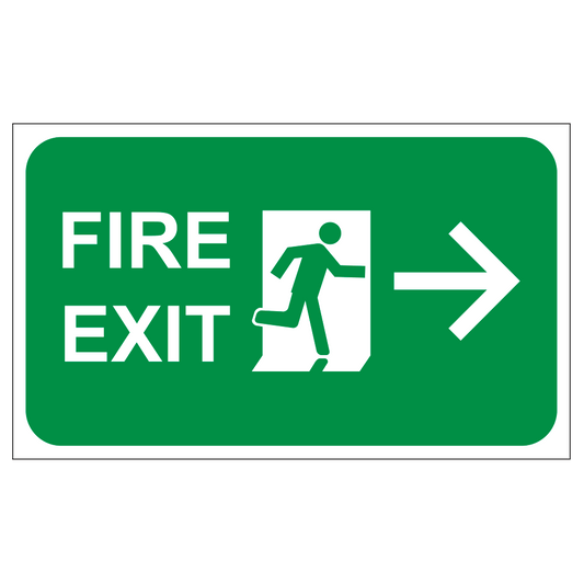 Fire Exit Right Arrow - Sign - 20 In. X 12 In.