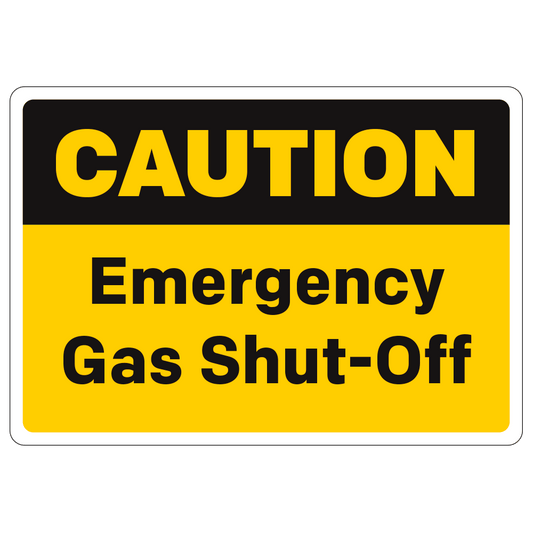 Caution Emergency Gas Shut-Off - Sign - 10 In. X 7 In.