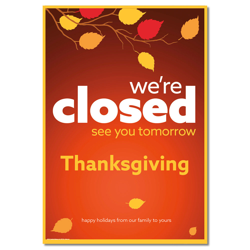 Closed Thanksgiving - Decal Or Poster - 29 In. X 42 In.
