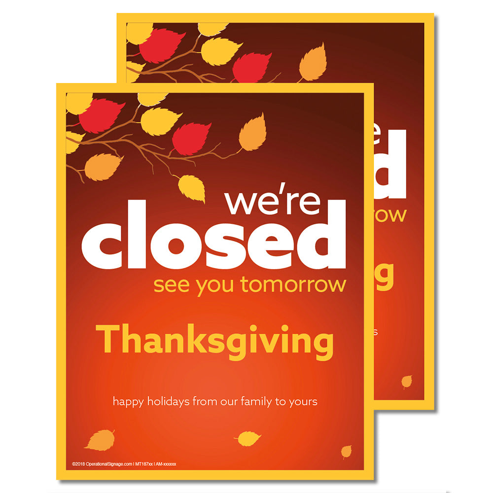 Closed Thanksgiving - Decal - 8 In. X 10 In.