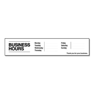 Business Hours with Numbers Sheet - Decal - 30 In. X 6 In.