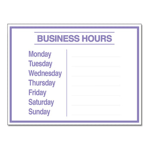 Business Hours with Numbers Sheet - Clear Decal - 12 In. X 9 In.