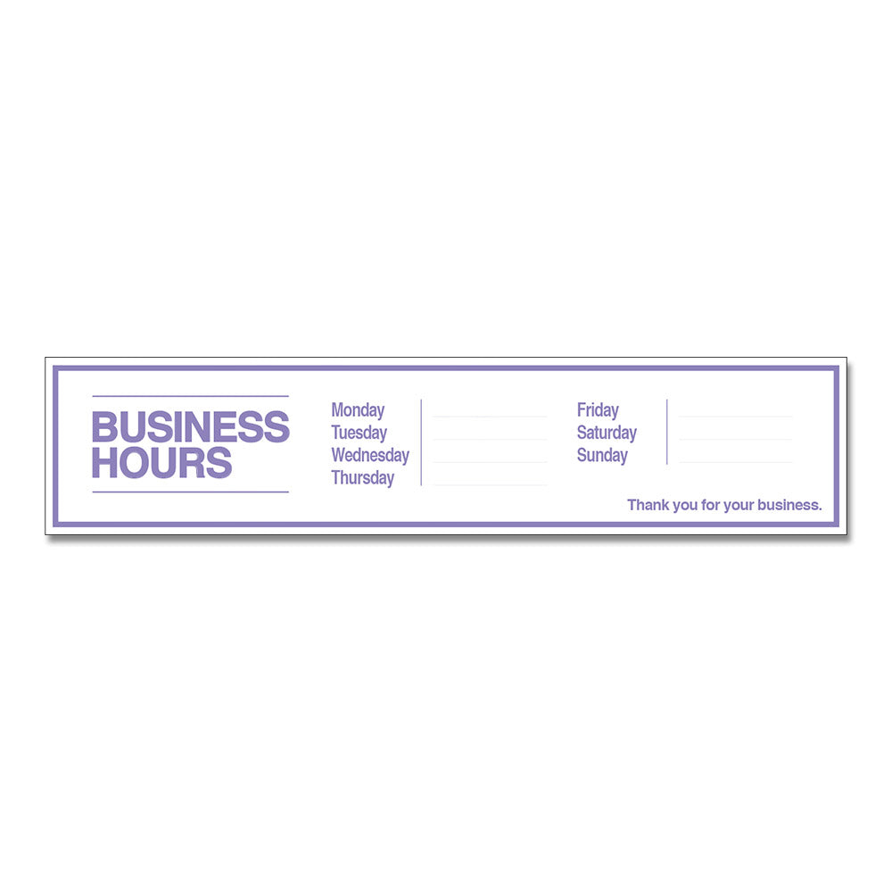 Business Hours with Number Sheet - Clear Decal - 30 In. X 6 In.
