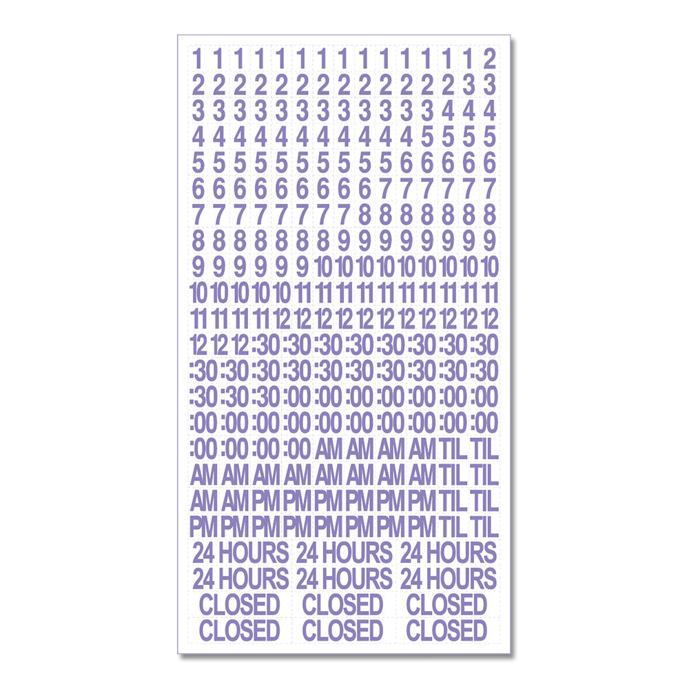 Business Hours with Numbers Sheet - Decal - 12 In. X 9 In.