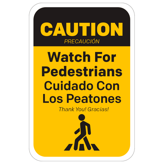12 in. X 18 in. bilingual caution for pedestrian sign