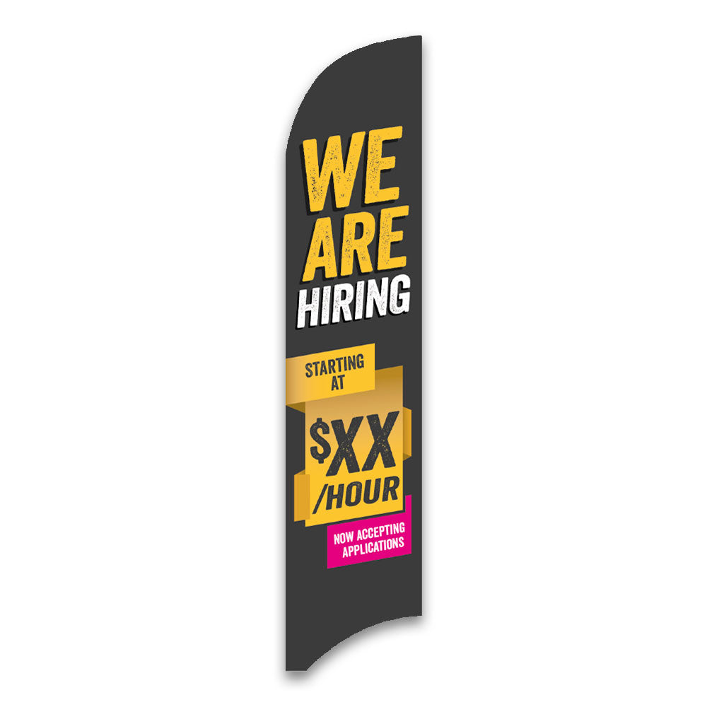 Custom Gold and Grey - Hiring Blade Flag - 13 FT. - Double Sided