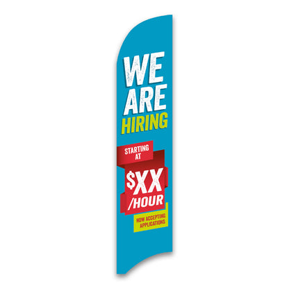 Light blue and red now hiring starting at $xx / hour 
