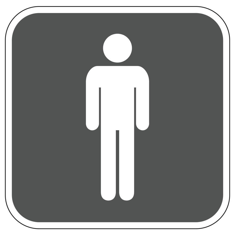 Gray and white mens restroom square logo design