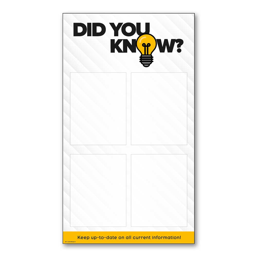 Did You Know? Vertical Crew Communication Board - 20 In. X 36 In.