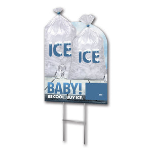Bag of Ice with Weight Snipe - Lawn Sign - 24 In. X 36 In.
