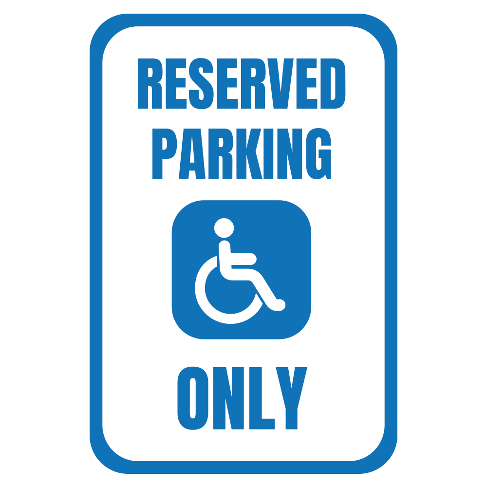 blue and white reserved parking handicap only parking sign design