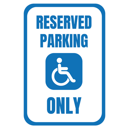 blue and white reserved parking handicap only parking sign design