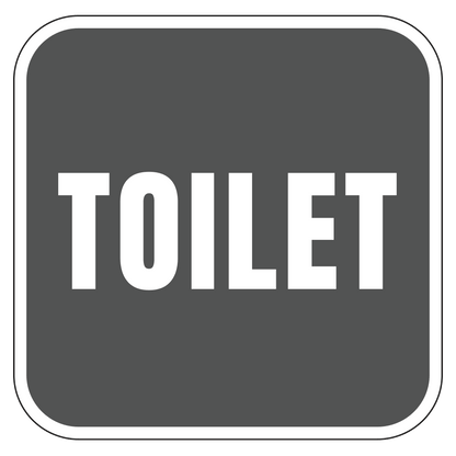 Gray and white toilet design square for restroom signs
