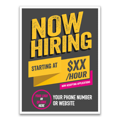 Custom Gold and Grey - Hiring Lawn Sign - 24 In. X 18 In.